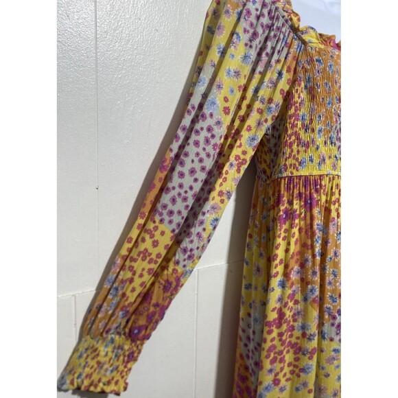 Easel Dress Womens Medium Patchwork Ditsy Floral On/Off Shoulder Smocked Midi - Picture 5 of 8